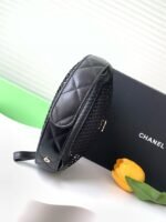 CC 25S POUCH IN BLACK LAMBSKIN WITH MESH GOLD HARDWARE - Image 9