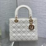 LADY BAG 24 IN WHITE CALFSKIN GOLD HARDWARE - Image 9