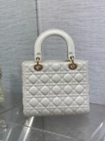 LADY BAG 24 IN WHITE CALFSKIN GOLD HARDWARE - Image 10