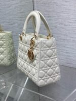 LADY BAG 24 IN WHITE CALFSKIN GOLD HARDWARE - Image 11