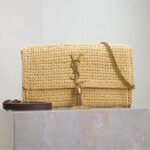 YSL KATE BAG CROSSBODY 26 IN BEIGE WOVEN RAFFIA GOLD HARDWARE - Image 9