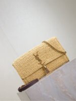 YSL KATE BAG CROSSBODY 26 IN BEIGE WOVEN RAFFIA GOLD HARDWARE - Image 16