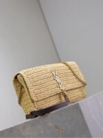 YSL KATE BAG CROSSBODY 26 IN BEIGE WOVEN RAFFIA GOLD HARDWARE - Image 7
