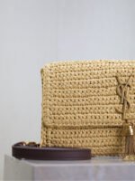 YSL KATE BAG CROSSBODY 26 IN BEIGE WOVEN RAFFIA GOLD HARDWARE - Image 6
