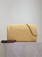 YSL KATE BAG CROSSBODY 26 IN BEIGE WOVEN RAFFIA GOLD HARDWARE - Image 4