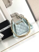 CC 25 MINI HANDBAG 22CM IN BABY BLUE GRAINED CALFSKIN GOLD HARDWARE - Image 8