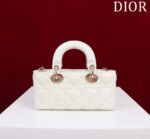 SMALL LADY D-JOY 22 WHITE LAMBSKIN GOLD HARDWARE - Image 12
