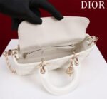 SMALL LADY D-JOY 22 WHITE LAMBSKIN GOLD HARDWARE - Image 15