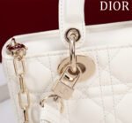SMALL LADY D-JOY 22 WHITE LAMBSKIN GOLD HARDWARE - Image 9