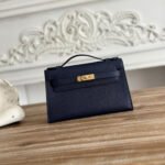 HM KELLY MINI POCHETTE 22 IN NAVY BLUE CALFSKIN - Image 10