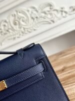 HM KELLY MINI POCHETTE 22 IN NAVY BLUE CALFSKIN - Image 5