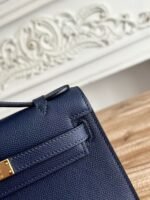 HM KELLY MINI POCHETTE 22 IN NAVY BLUE CALFSKIN - Image 14