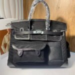 BIRKIN CARGO 35CM BLACK CANVAS AND LEATHER SILVER HARDWARE - Image 10