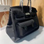 BIRKIN CARGO 35CM BLACK CANVAS AND LEATHER SILVER HARDWARE - Image 15