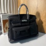 BIRKIN CARGO 35CM BLACK CANVAS AND LEATHER SILVER HARDWARE - Image 13