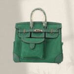 BIRKIN CARGO 25CM GREEN CANVAS AND LEATHER SILVER HARDWARE - Image 10