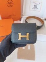 HM KELLY CONSTANCE SLIM WALLET BELT IN BLACK CALFSKIN GOLD HARDWARE - Image 10