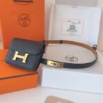 HM KELLY CONSTANCE SLIM WALLET BELT IN BLACK CALFSKIN GOLD HARDWARE - Image 8
