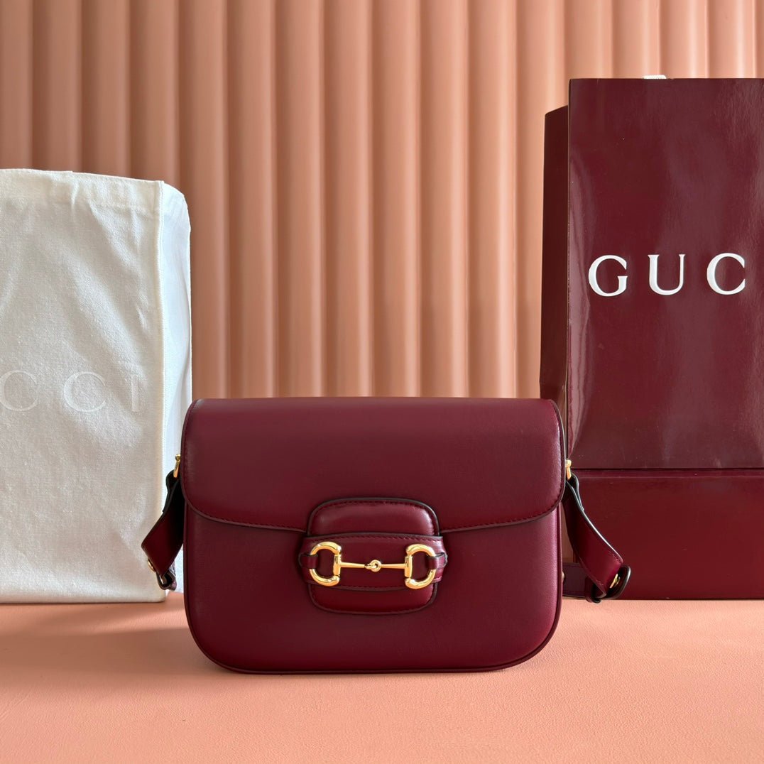 i1760524177_9047_6 GUCCI 25S HORSEBIT 1955 MINI BAG 26 CM IN DARK RED CALFSKIN WITH GOLD HARDWARE - Image 1