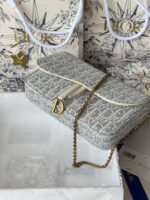 DIOR 25S MEDIUM SADDLE POUCH WITH CHAIN 21 IN LIGHT BLUE DIOR OBLIQUE JACQUARD CANVAS - Image 9