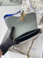 DIOR 25S MEDIUM SADDLE POUCH WITH CHAIN 21 IN GRAY DIOR OBLIQUE JACQUARD CANVAS - Image 5