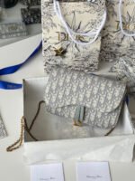 DIOR 25S MEDIUM SADDLE POUCH WITH CHAIN 21 IN GRAY DIOR OBLIQUE JACQUARD CANVAS - Image 2