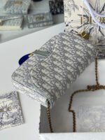 DIOR 25S MEDIUM SADDLE POUCH WITH CHAIN 21 IN GRAY DIOR OBLIQUE JACQUARD CANVAS - Image 12