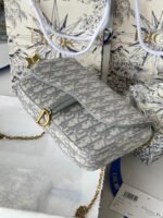 DIOR 25S MEDIUM SADDLE POUCH WITH CHAIN 21 IN GRAY DIOR OBLIQUE JACQUARD CANVAS - Image 7