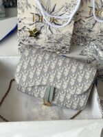 DIOR 25S MEDIUM SADDLE POUCH WITH CHAIN 21 IN GRAY DIOR OBLIQUE JACQUARD CANVAS - Image 6
