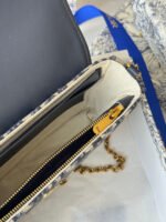 DIOR 25S MEDIUM SADDLE POUCH WITH CHAIN 21 IN BLUE DIOR OBLIQUE JACQUARD CANVAS - Image 5