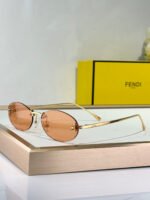 FIRST CRYSTAL RIMLESS OVAL FRAME SUNGLASSES FE4075US IN METAL - Image 5