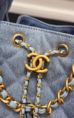 CHANEL 25S HOBO BAG 30 IN BLUE DENIM WITH GOLD HARDWARE - Image 3