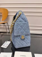 CHANEL 25S HOBO BAG 30 IN BLUE DENIM WITH GOLD HARDWARE - Image 2