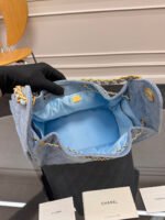 CHANEL 25S HOBO BAG 30 IN BLUE DENIM WITH GOLD HARDWARE - Image 20