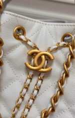 CHANEL 25S HOBO BAG 30 IN WHITE CAVIAR WITH GOLD HARDWARE - Image 11