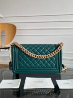 CHANEL 25S BOY BAG 25 IN DARK GREEN LAMBSKIN - Image 12