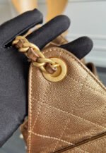 CHANEL 25S HOBO BAG 30 IN METALLIC BROWN CAVIAR WITH GOLD HARDWARE - Image 7