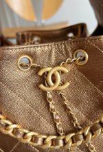 CHANEL 25S HOBO BAG 30 IN METALLIC BROWN CAVIAR WITH GOLD HARDWARE - Image 12