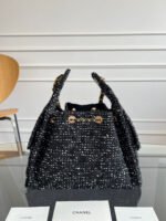 CHANEL 25S HOBO BAG 30 IN BLACK TWEED WITH GOLD HARDWARE - Image 14