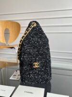 CHANEL 25S HOBO BAG 30 IN BLACK TWEED WITH GOLD HARDWARE - Image 3
