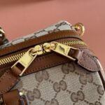 GUCCI 26S OPHIDIA MEDIUM BOSTON BAG 30 IN WARM BEIGE AND BROWN CANVAS - Image 3