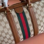 GUCCI 26S OPHIDIA MEDIUM BOSTON BAG 30 IN WARM BEIGE AND BROWN CANVAS - Image 2
