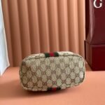 GUCCI 26S GIGLIO TOP HANDLE BAG 19 IN WARM BEIGE AND BROWN CANVAS - Image 9