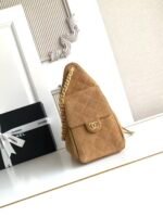 CHANEL 25S HOBO BAG 30 IN BROWN SUEDE WITH GOLD HARDWARE - Image 6