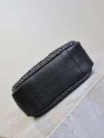 YSL 25S LE 5 À 7 SUPPLE SMALL 16 IN BLACK RAFFIA AND LEATHER GOLD HARDWRE - Image 3