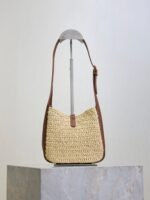 YSL 25S LE 5 À 7 SUPPLE BABY 16 IN RAFFIA AND CALFSKIN GOLD HARDWRE - Image 4