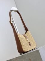 YSL 25S LE 5 À 7 SUPPLE BABY 16 IN RAFFIA AND CALFSKIN GOLD HARDWRE - Image 6