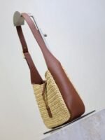 YSL 25S LE 5 À 7 SUPPLE BABY 16 IN RAFFIA AND CALFSKIN GOLD HARDWARE - Image 3
