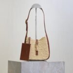 YSL 25S LE 5 À 7 SUPPLE BABY 16 IN RAFFIA AND CALFSKIN GOLD HARDWRE - Image 3