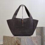 YSL 25S LE 5 À 7 BEA 50 IN DARK GRAY SUEDE GOLD HARDWRE